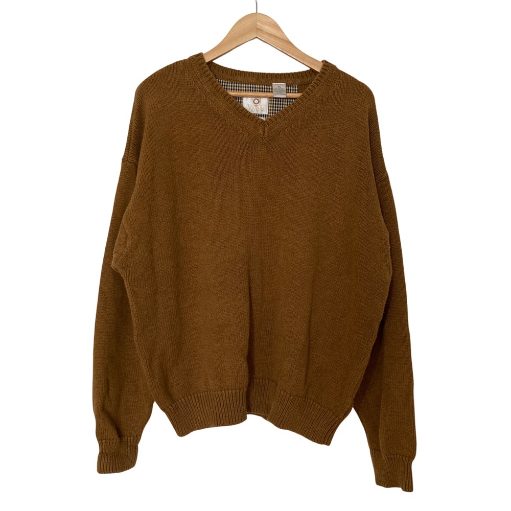Viyella Cotton and Lambswool Blend V-neck Sweater